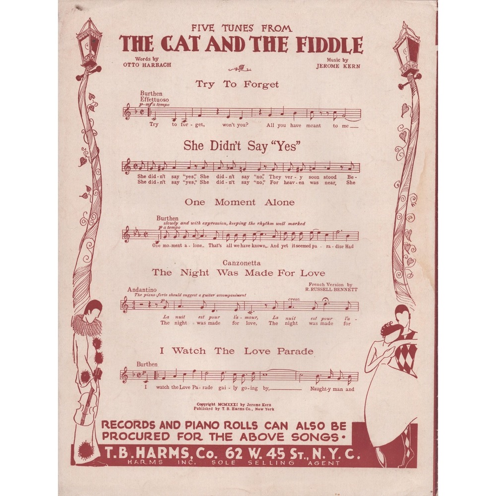 1931 The Cat and the Fiddle She Didn't Say Yes Jerome Kern Sheet Music - Picture 2 of 2